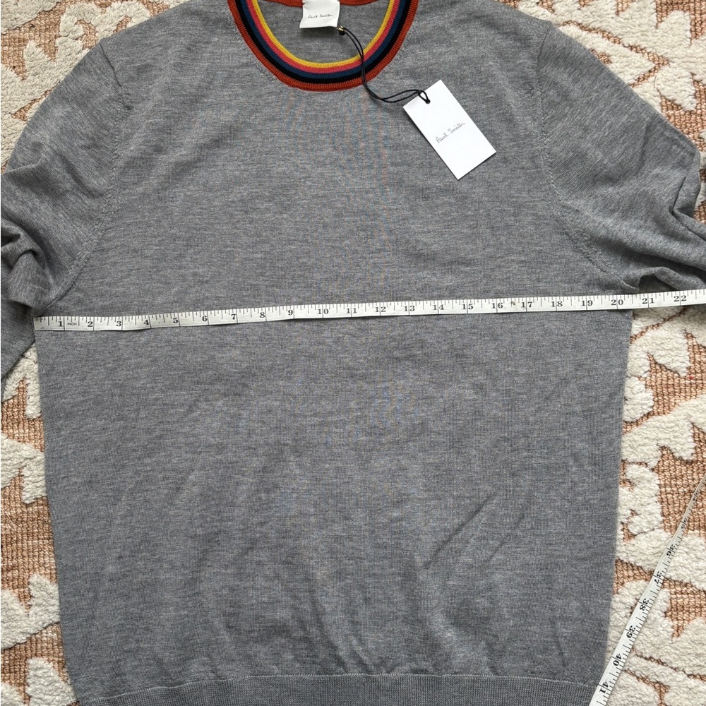 Paul Smith Gray Medium multi colored Crewneck Sweater with Horizontal Stripe
